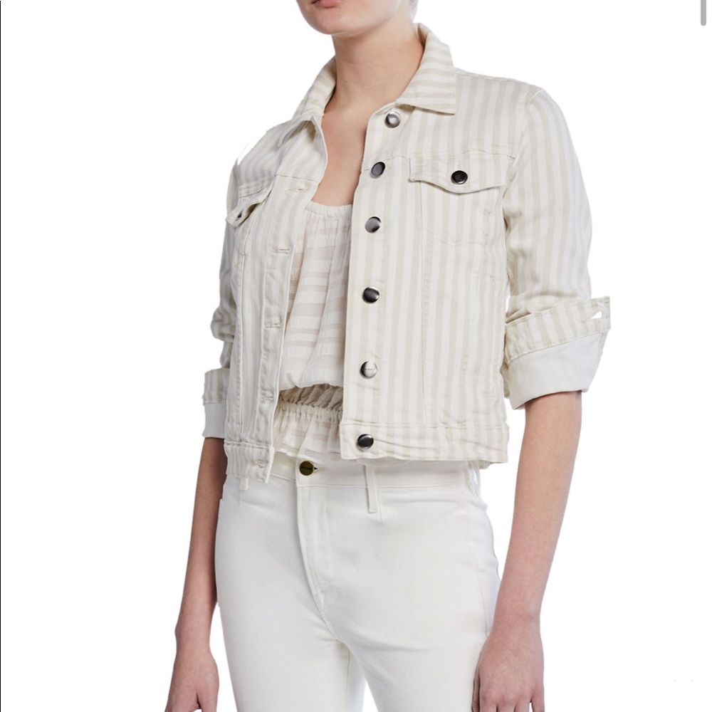 FRAME
Le Vintage StripedCropped Denim Jacket S NWT